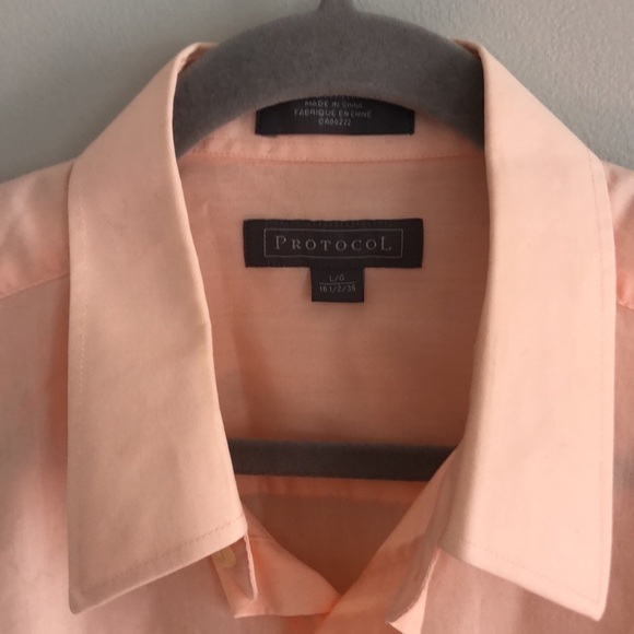 Men’s pastel  Orange Size L button up Shirt - Picture 2 of 8